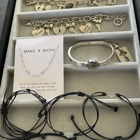 Heart 10 Bracelets silver, black super cute Guess, Make a Wish + - Picture 8 of 9